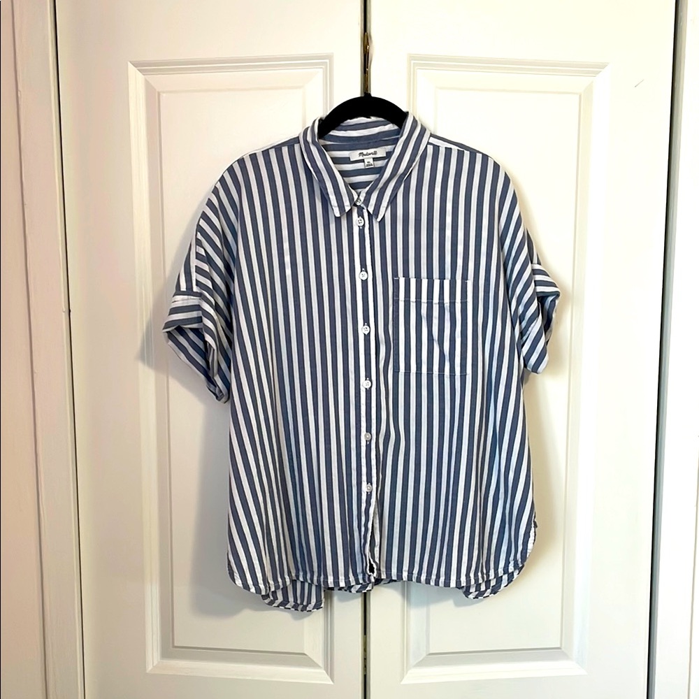 Madewell Blue and White Striped Button Down